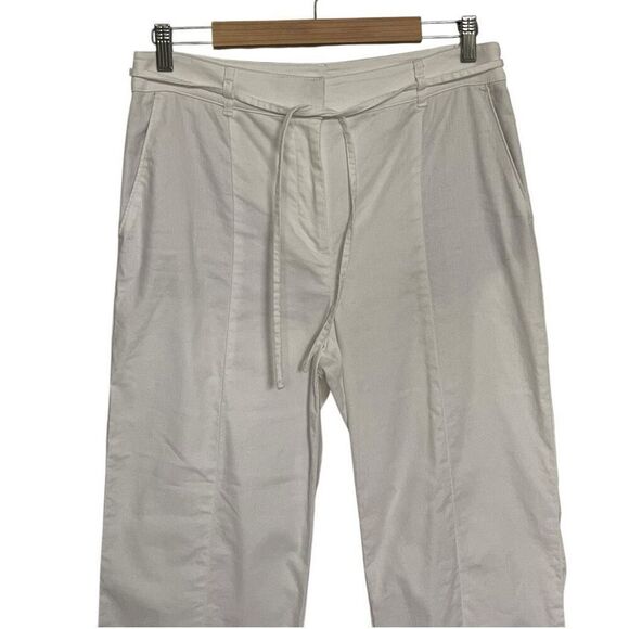 LOFT Cotton Linen Straight White Pants Sz 10 Petite Style # 761542 Fabric Belt - Picture 4 of 8